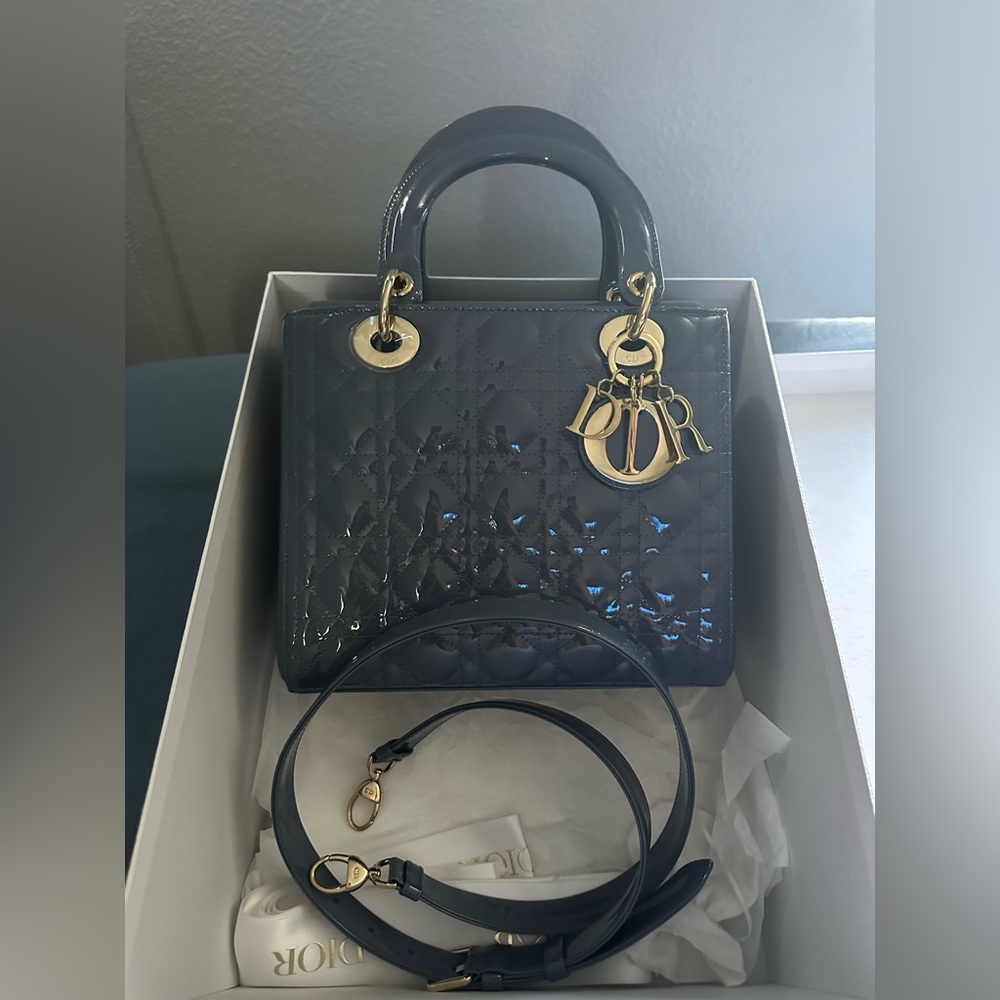 Lady Dior medium calfskin denim patent leather limited edition color - Picture 1 of 1